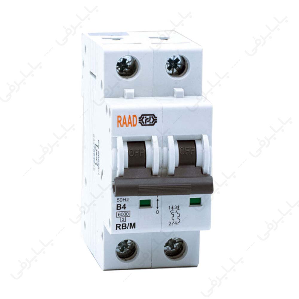 کلید مینیاتوری 2 پل 4 آمپر RB-M-2P B4A-6kA ر