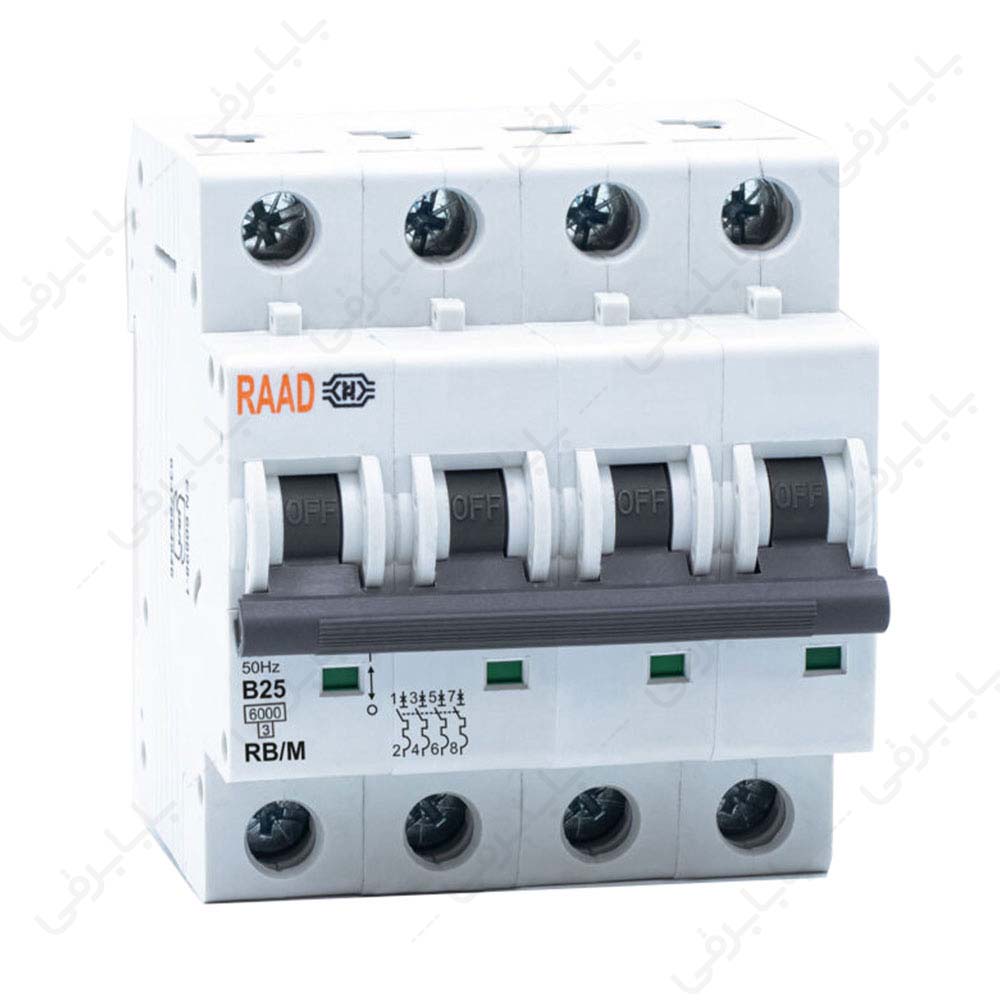 کلید مینیاتوری 4 پل نول 25 آمپر RB-M-4P B2